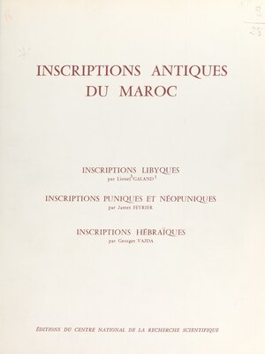 cover image of Inscriptions antiques du Maroc